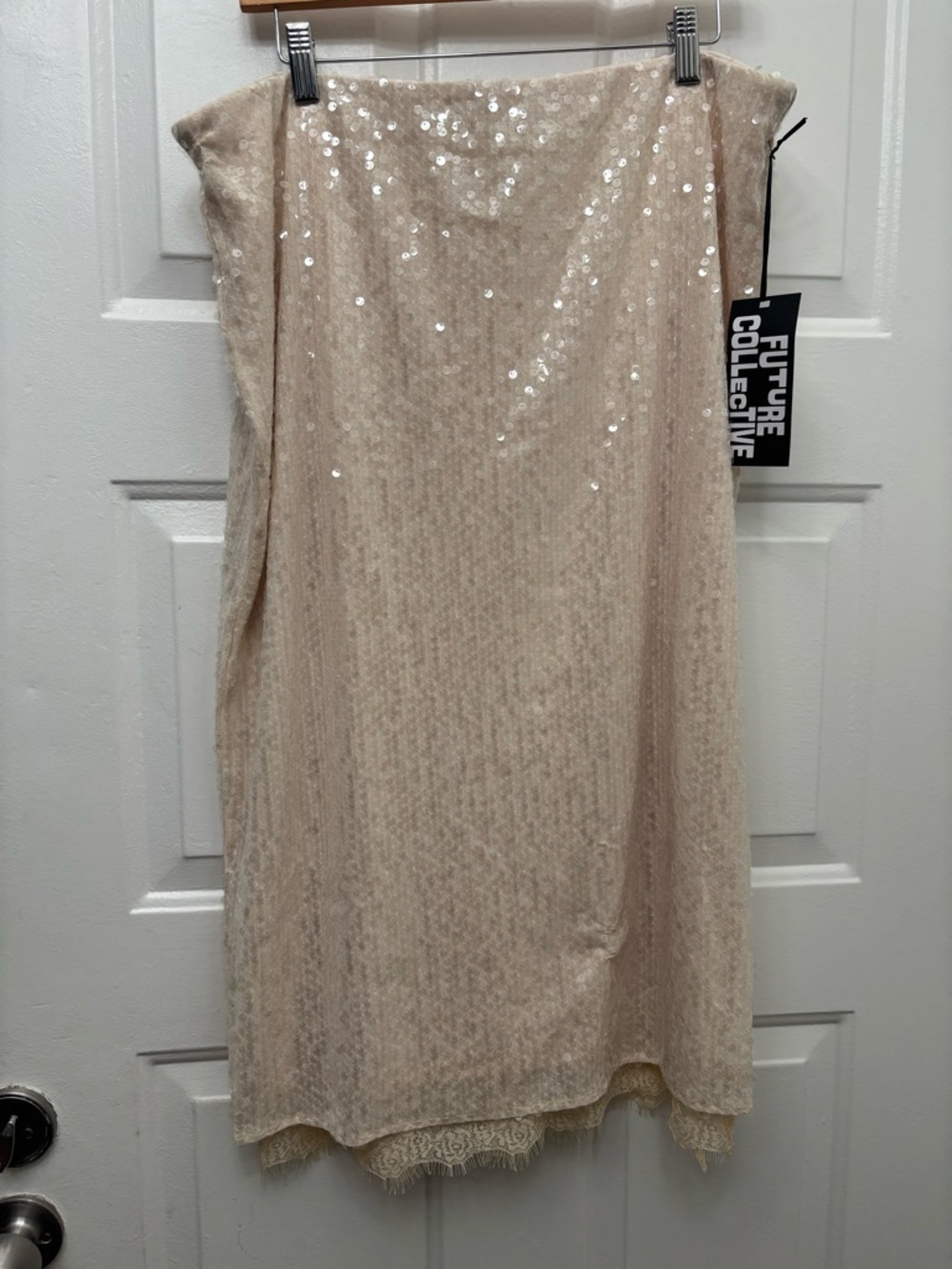 Future Collective Women's Beige Sequin Midi Skirt